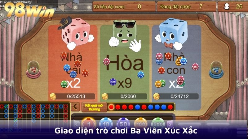 Giao diện trò chơi Ba Viên Xúc Xắc